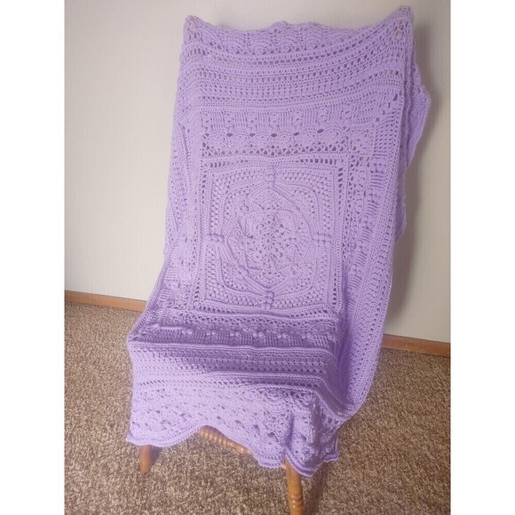 Hooked on Sunshine "For..." Lavender Purple Acrylic Blend Baby Blanket~43.5" - Picture 2 of 12